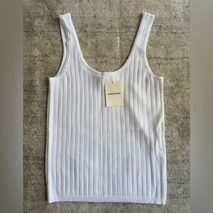 Nordstrom white ribbed knit tank top Sz M